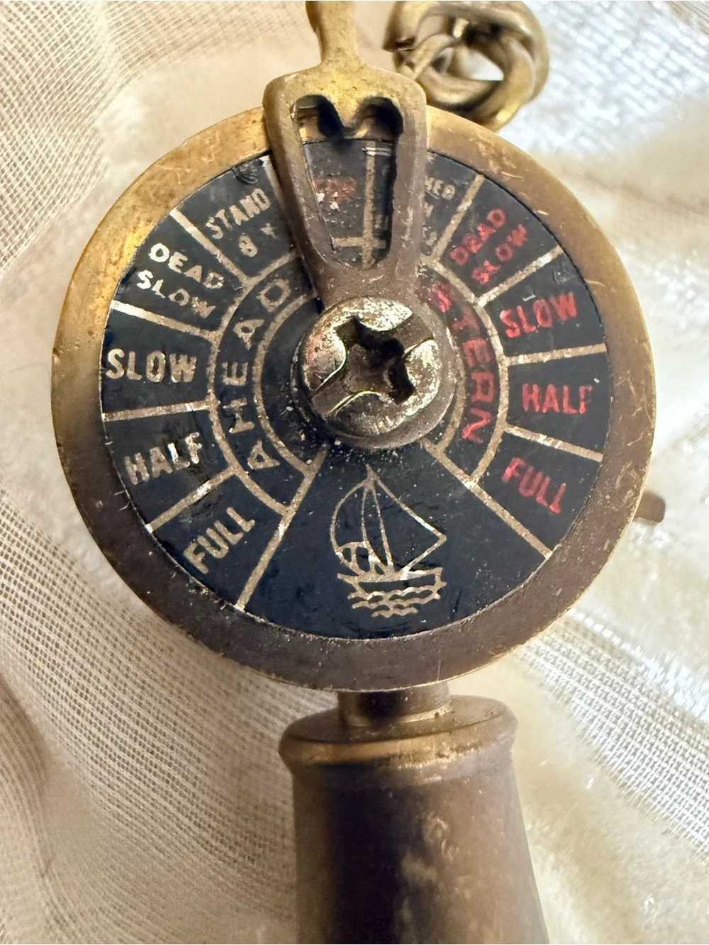 Chor Brass-Tone Ship Engine Dial Key Holder with Black Dial